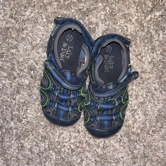 Lily and Dan Blue, Green, and Grey Kids Sandals Size 7/8 - Picture 5 of 6